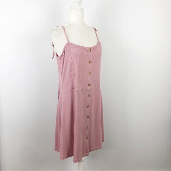 NWT Topshop Ribbed Button Front Mini Dress in Pink 10 - Picture 9 of 12